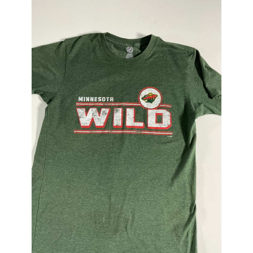 NHL Minnesota Wild Distressed Graphic Heather Green T-Shirt Size M